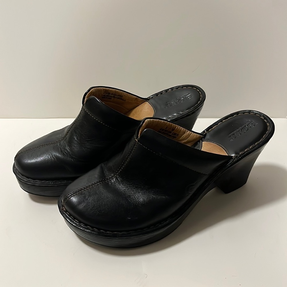 Black Vintage Leather Heeled Mules